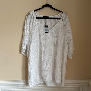 NWT Arna York Adina Broderie Eyelet Women's Top in White Size 26/28